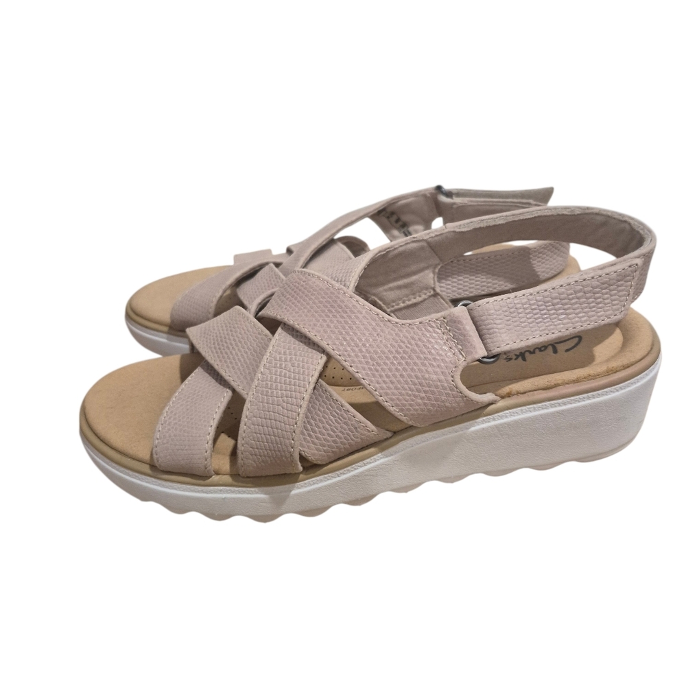 Clarks Light Pink Wedge Sandals